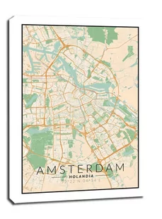 Amsterdam mapa kolorowa - obraz na płótnie Wymiar do wyboru: 61x91,5 cm - Obrazy i zdjęcia na płótnie - miniaturka - grafika 1