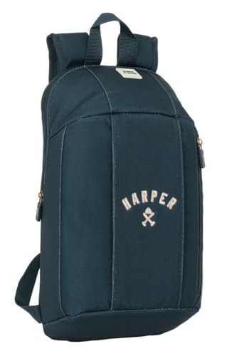 Safta HARPER & NEYER - Mini plecak do codziennego użytku, idealny dla dzieci w różnym wieku, wygodny i wszechstronny, jakość i wytrzymałość, 22 x 10 x 39 cm, Granatowy, M, Casual