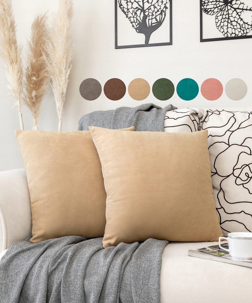 PAMUQ Poszewki Na Poduszki Zestaw 2 Sztuk 40x40cm Beżowy Welur