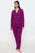 Piżamy damskie - Piżama damska Boyfriend Fit PW 01 X Checks w różową kratę XXL - miniaturka - grafika 1