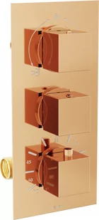 Mexen Cube termostatyczna bateria wannowo-prysznicowa 3-wyjściowa różowe złoto - 77503-60 - Baterie wannowe i prysznicowe - miniaturka - grafika 1
