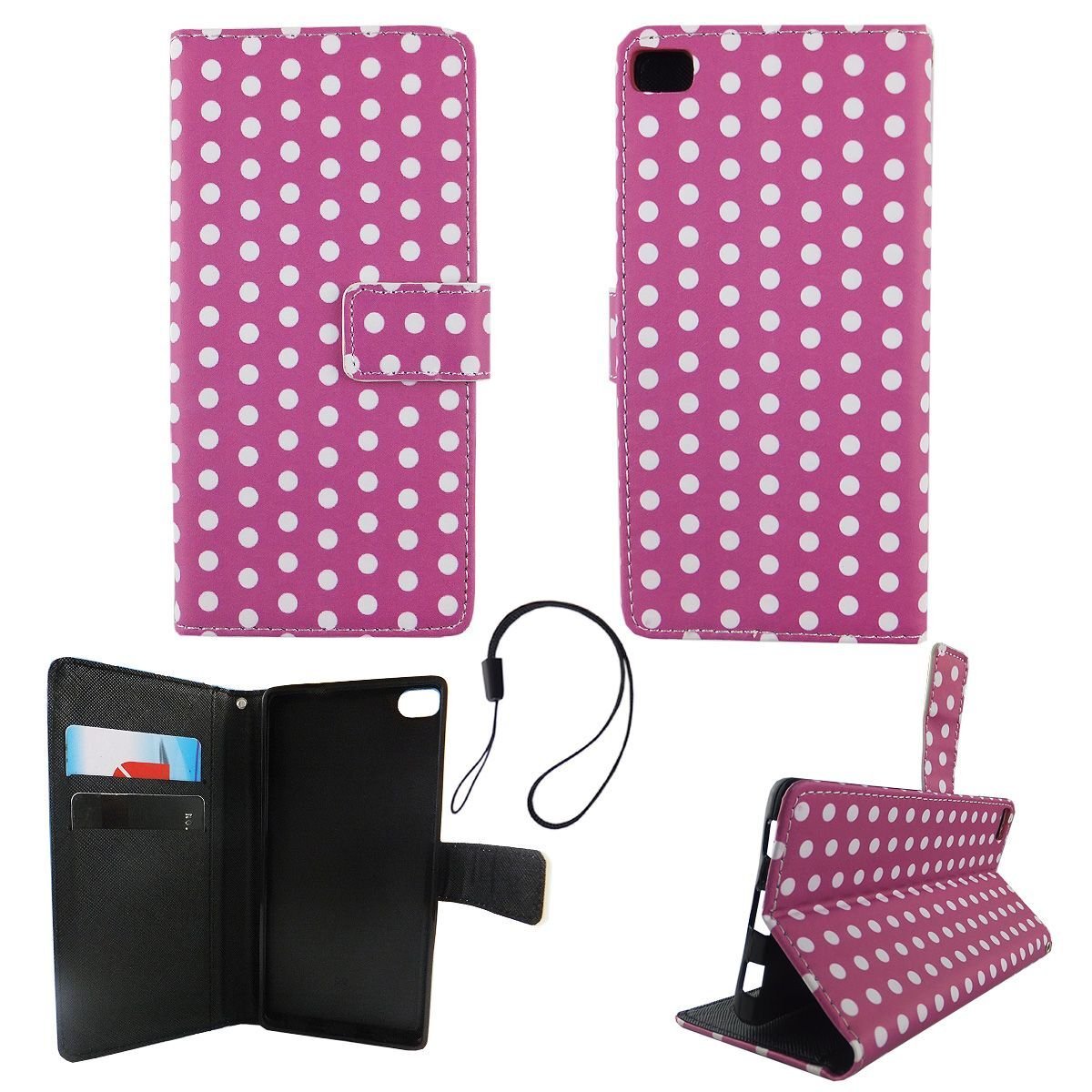 Etui na telefon komórkowy Etui na telefon komórkowy Huawei P8 Polka Dot Purple White
