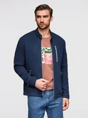 Kurtki męskie - Strukturalna kurtka biker męska ze stójką ciemnoniebieska V1 OM-JANP-0229 L - miniaturka - grafika 1