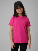 Koszulki dla dziewczynek - 4F T-shirt regular gładki dziewczęcy - różowy 164 (13-14 lat) - miniaturka - grafika 1