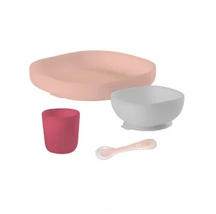 Beaba Komplet naczyń z silikonu pink - Miseczki i talerzyki dla dzieci - miniaturka - grafika 7
