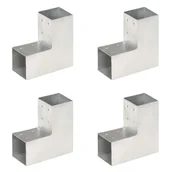 Akcesoria do ogrodzeń - vidaXL Łączniki do słupków w kształcie L, 4 szt., metalowe, 81x81 mm - miniaturka - grafika 1