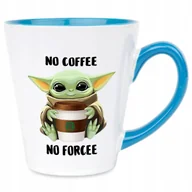 Kubki - Kubek Latte Niebiesko Biały NO COFFEE NO FORCEE 300 ml Na Prezent Wzory - miniaturka - grafika 1