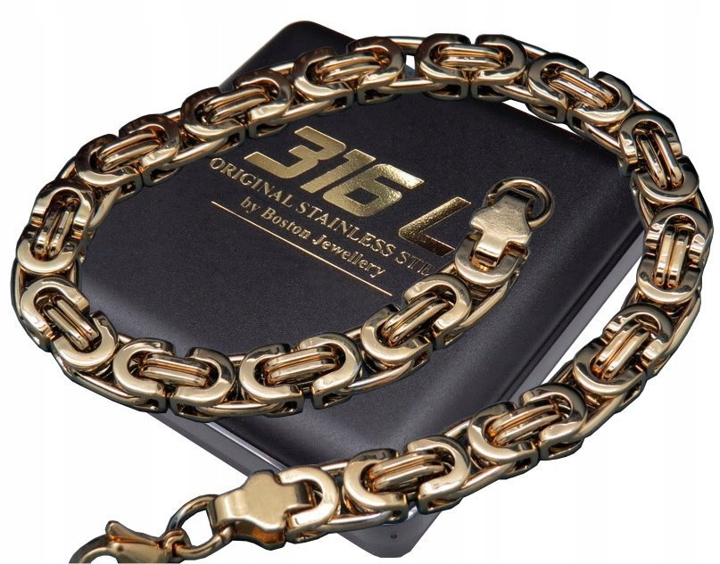 Złota Bransoleta Męska Splot Królewski Stal 316L