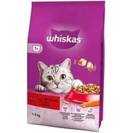 Sucha karma dla kotów - WHISKAS Adult 1,4 kg - sucha karma pełnoporcjowa dla dorosłych kotów, z pyszną wołowiną - miniaturka - grafika 1
