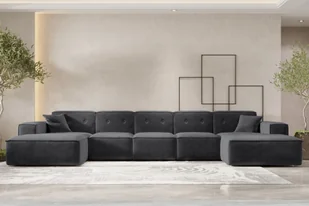 Sofa w kształcie U PULA narożnik 462cm tkanina Perfect Harmony czarny - Narożniki - miniaturka - grafika 1