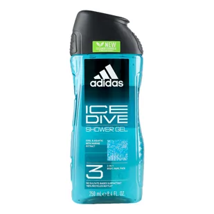 Żel pod prysznic Adidas Ice Dive 3 w 1 dla mężczyzn 250 ml (3616304240461) - Żele pod prysznic dla mężczyzn - miniaturka - grafika 1