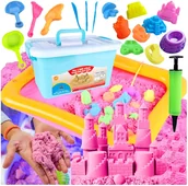 Masy plastyczne - Piasek Kinetyczny 3kg Zestaw Foremki Piaskownica Basen Łopatki dla Dzieci - miniaturka - grafika 1