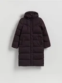 Kurtki damskie - Reserved - Długa kurtka z kapturem - fioletowy - miniaturka - grafika 1