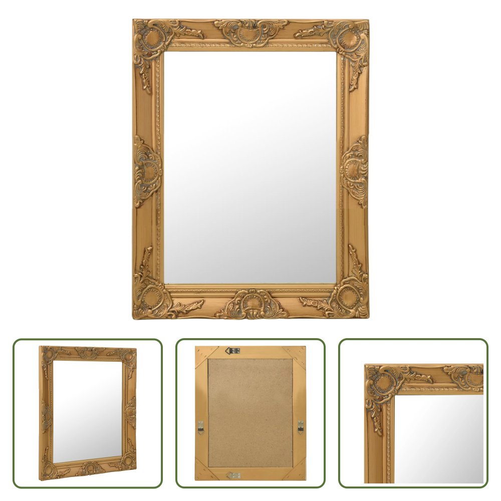 The Living Store Lustro ścienne w stylu barokowym 50x60 cm Złoty