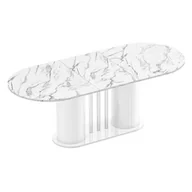Stoły - Stół rozkładany CESARO Marble White HG + Biały HG - miniaturka - grafika 1