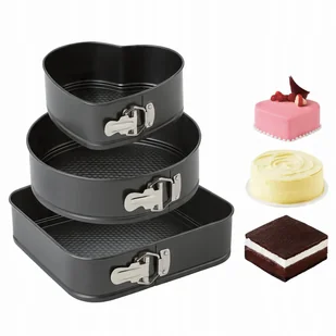 Blacha do pieczenia ciast tortownica forma serce koło kwadrat 3 sztuki - Formy do ciast - miniaturka - grafika 1