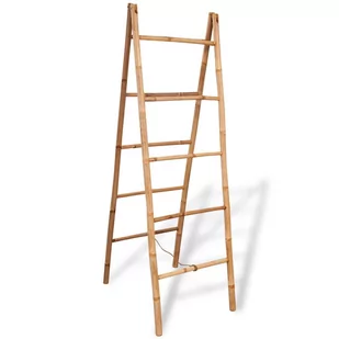 Vida Podwójny wieszak na ręczniki drabinka 5 szczebli bambusowa 50x160 cm V-243714 - Wieszaki łazienkowe - miniaturka - grafika 1