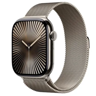 Apple Watch 10 GPS + Cellular 46mm naturalny tytan bransoleta mediolańska Naturalna S/M Złoty - Smartwatch - miniaturka - grafika 1
