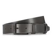 Paski - Skórzany pasek o gładkiej fakturze męski szary - miniaturka - grafika 1