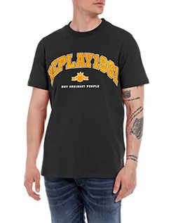 Koszulki męskie - Replay T-shirt męski, Black 098, XL - grafika 1