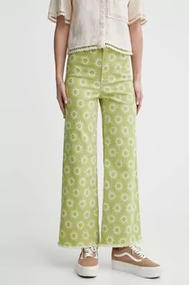 Spodnie damskie - Billabong jeansy Free Fall damskie kolor zielony ABJNP00352 - grafika 1