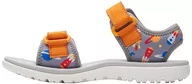Buty dla chłopców - Clarks Premium Surfing Tide K sandały, szaro-pomarańczowe, 8 UK dziecko, Szary pomarańczowy, 8 UK Child - miniaturka - grafika 1