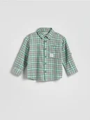 Bluzki dla niemowląt - Reserved - Bawełniana koszula w kratę - jasnoturkusowy - miniaturka - grafika 1