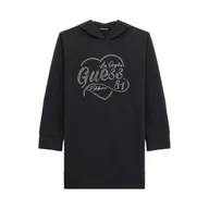 Sukienki i spódniczki dla dziewczynek - Dziecięca Sukienka GUESS HOODED TERRY LS DRESS J4RK28KA6R4-JBLK – Czarny - miniaturka - grafika 1