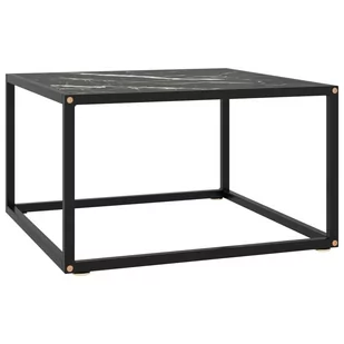 VidaXL Lumarko Stolik herbaciany, szkło w kolorze czarny marmur, 60x60x35 cm 322874 VidaXL - Ławy i stoliki kawowe - miniaturka - grafika 1
