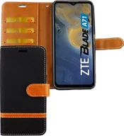 Etui i futerały do telefonów - Etui ZTE Blade A71 Etui na telefon komórkowy Pokrowiec ochronny z klapką i miejscem na kartę, Kolor: Jeasn Black - miniaturka - grafika 1