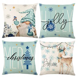 ZESTAW POSZEWKA NA PODUSZKĘ ŚWIĄTECZNA 4 SZT DEKORACYJNA 45X45 [P-Z2] - Pozostałe akcesoria świąteczne - miniaturka - grafika 1