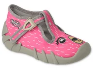 Buty dla dziewczynek - Kapcie dziecięce dziewczęce domowe na zapinki różowe Befado 110N468-25 - miniaturka - grafika 1
