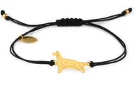 Bransoletki - Bransoletka z psem seterem złotym na czarnym sznurku - miniaturka - grafika 1