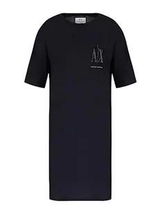 Armani Exchange Damska koszulka z logo Studded Icon Casual Dress, Navy/Studs, XS - Koszulki i topy damskie - miniaturka - grafika 1