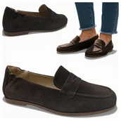 Mokasyny damskie - Mokasyny Damskie SKÓRZANE Wsuwane Półbuty Czekoladowe Eleganckie Vinceza 37 - miniaturka - grafika 1