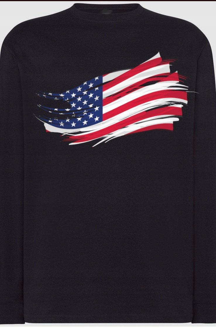 Usa Flaga Nadruk Modny Longsleeve Bluza r.XS