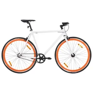 Rowery - vidaXL Rower single speed, biało-pomarańczowy, 700c, 55 cm - miniaturka - grafika 1