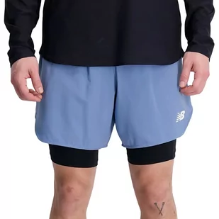 Spodenki New Balance MS33282MYL - niebieskie - Spodnie sportowe męskie - miniaturka - grafika 1