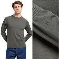 Swetry męskie - Lee CLEAN RAGLAN SWEATER Olive Gray dopasowany sweter bawełniany męski XXL - miniaturka - grafika 1