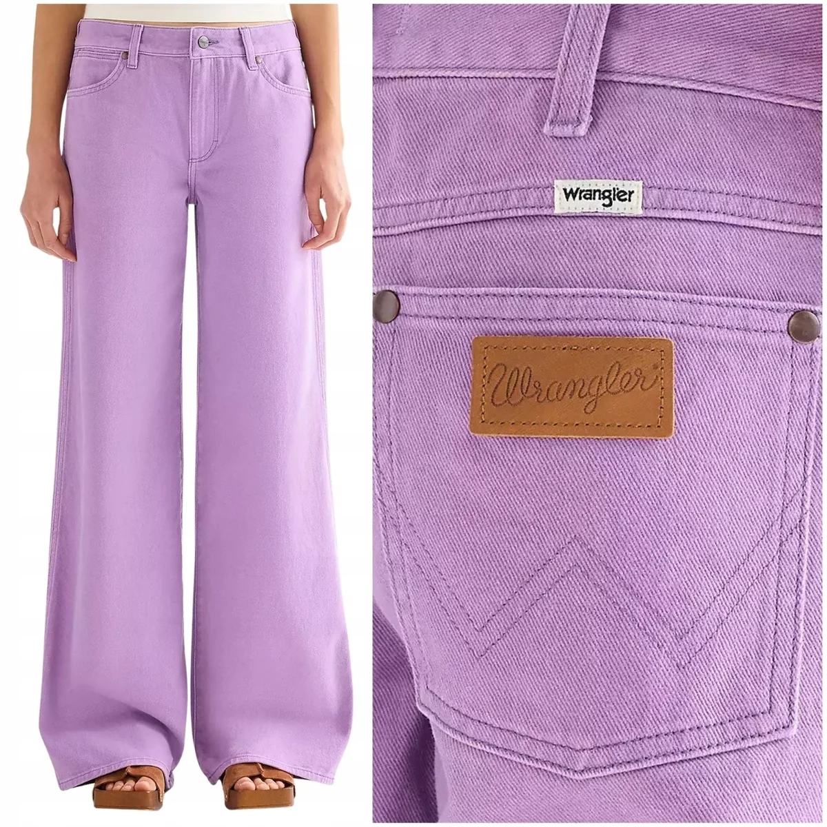 Wrangler World Wide luźne szerokie damskie bawełniane spodnie W28 L30