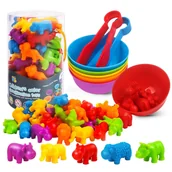 Klocki - ZESTAW DO NAUKI LICZENIA I KOLORÓW ZWIERZĄTKA AKCESORIA GRA MONTESSORI - miniaturka - grafika 1