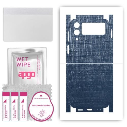 folia naklejka skórka strukturalna na TYŁ+BOKI do Samsung Galaxy Z Flip4 - Tkanina Granatowa - apgo SKINS