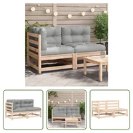 Sofy ogrodowe - The Living Store sofa ogrodowa z poduszkami 2-osobowa lite drewno sosnowe - miniaturka - grafika 1