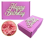 Zestawy upominkowe - Pudełko Prezentowe Ozdobne Różowe 150x100x50 URODZINY ozdoba Wypełnienie - miniaturka - grafika 1