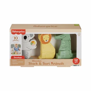 Fisher Price Drewniane zwierzątka Układaj i sortuj - zabawka - Sortery dla dzieci - miniaturka - grafika 1