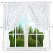 Firany - FIRANA DEKORACYJNA ZDOBIONA GIPIURĄ BIAŁY WOAL KLASYCZNA 400X150 CM LG 11 A - miniaturka - grafika 1