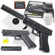 Zabawki militarne - Pistolet Na Kulki Glock 17 Replika / 100% Metal+ Granat Z Kulkami 800 Szt. - miniaturka - grafika 1