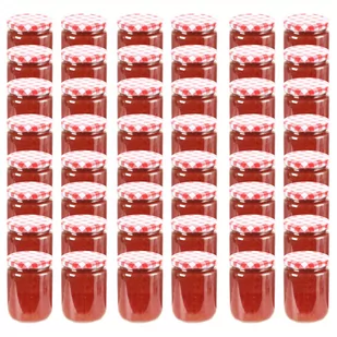 vidaXL vidaXL Szklane słoiki na dżem, biało-czerwone pokrywki, 48 szt, 230 ml - Pojemniki kuchenne - miniaturka - grafika 1