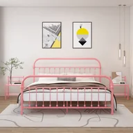 Szafki nocne - vidaXL Lumarko Szafki nocne, 2 szt., różowo-przezroczyste, metal i szkło 325111 - miniaturka - grafika 1