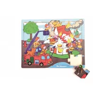 Puzzle - Brimarex Top Bright Puzzle drewniane - strażacy 20el 130390 - miniaturka - grafika 1